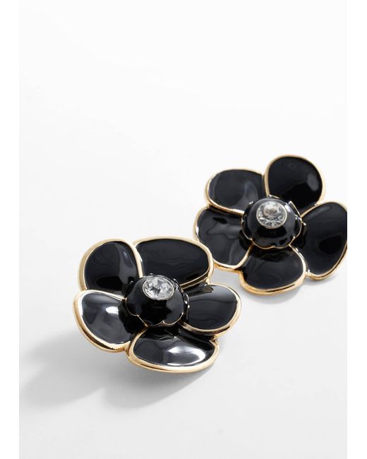 Mango Black Crystal Flower Earrings