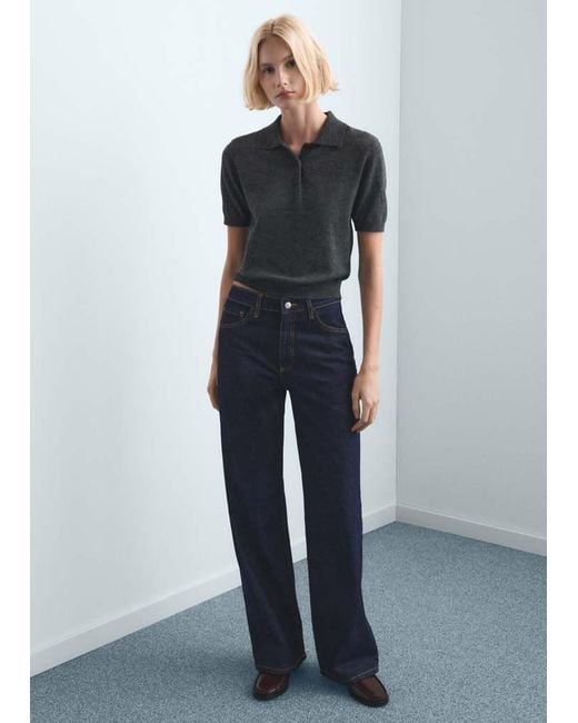 Mango Blue Danila High-Waisted Wide Leg Jeans