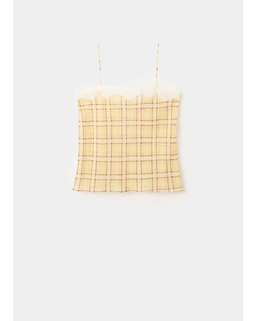 Mango White Cotton Blend Strap Top