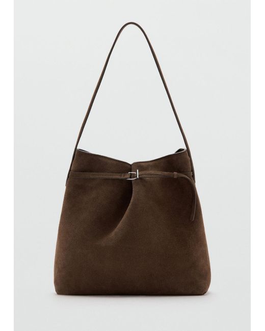 Mango Brown Suede Bucket Bag