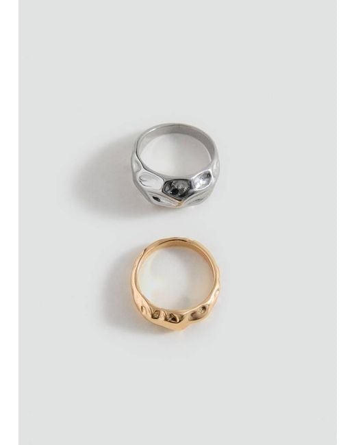 MANGO TEEN White Set Of 2 Irregular Combined Rings