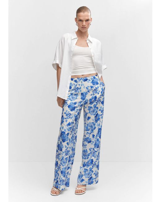 Floral Navy Shirring Waist Wide Leg Trousers  Missy Online Shoes Fashion   Accessories Based in Leeds