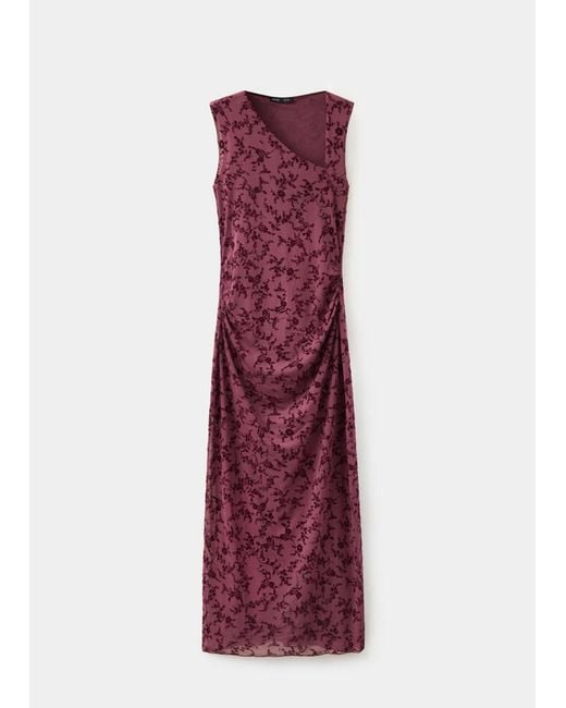 Mango Purple Asymmetric Devoré Dress