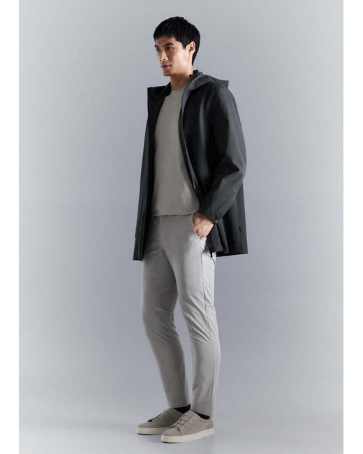 Mango Gray Slim Fit Water-Repellent Trousers for men