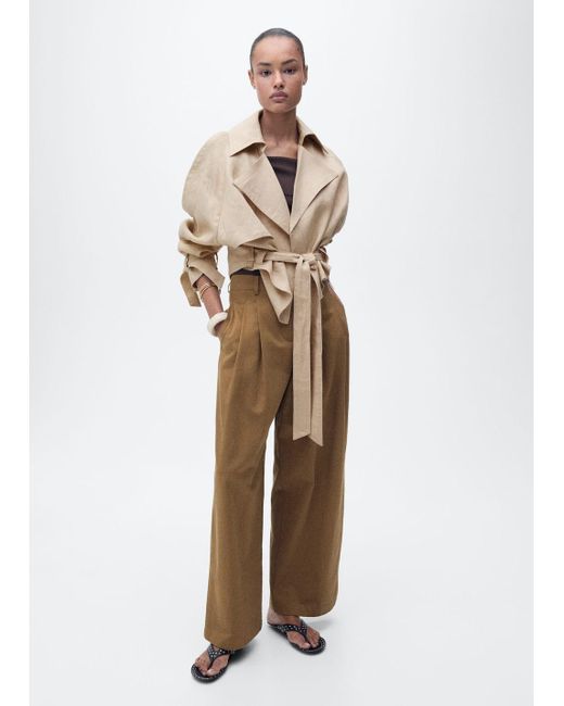 Mango Natural Linen Jacket With Belt
