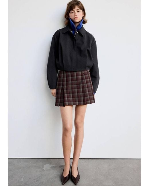 Mango Black Pleated Skirt With Buckle Details