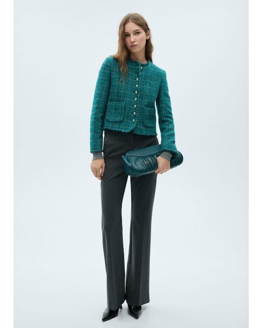 Mango Green Pocket Tweed Jacket