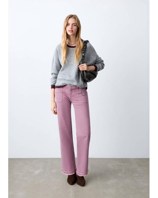 MANGO TEEN White Frayed Hem Straight Jeans