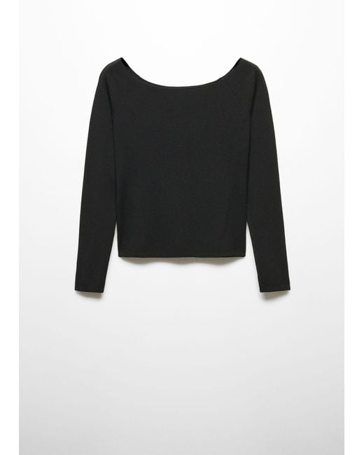 Mango Black Off-the-shoulder Knitted Sweater