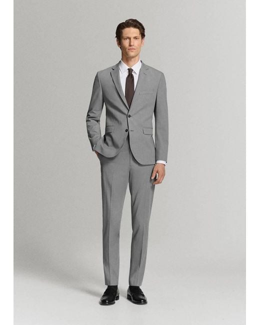 Mango Gray Stretch Fabric Super Slim-Fit Suit Trousers for men