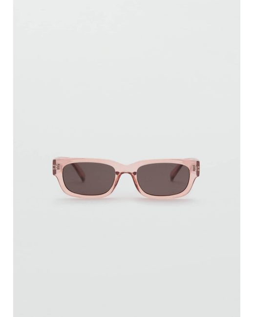 Mango Brown Rectangular-Frame Sunglasses