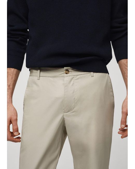 Mango Blue 100% Slim-fit Cotton Trousers Light/pastel for men