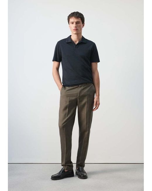 Mango Blue Slim Fit Piqué Polo for men