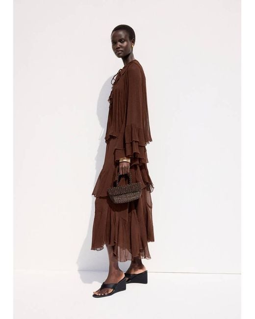Mango Brown Ruffled Chiffon Skirt
