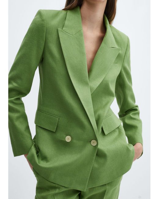 Mango Green Blazer Suit 100% Linen