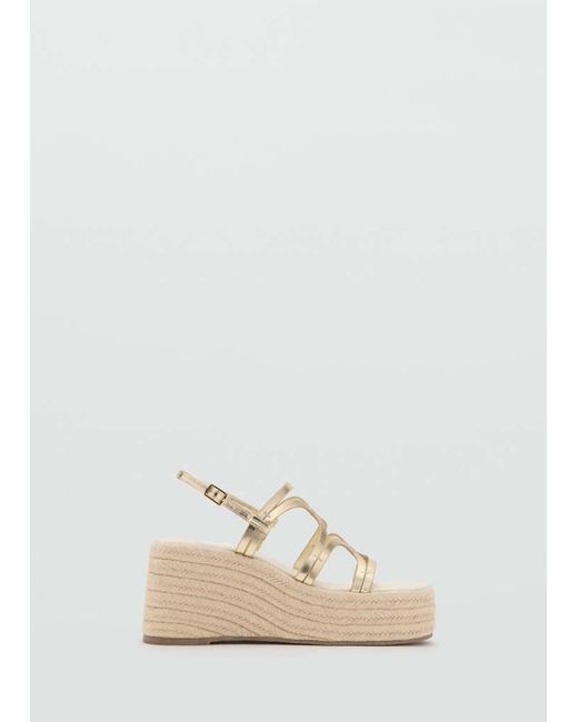 MANGO TEEN White Platform Sandals With Metallic Straps
