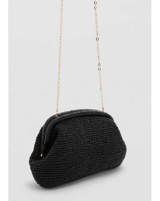 Mango Black Lurex Clutch Bag