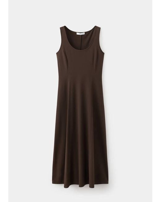 Mango Brown Flared Midi-Dress