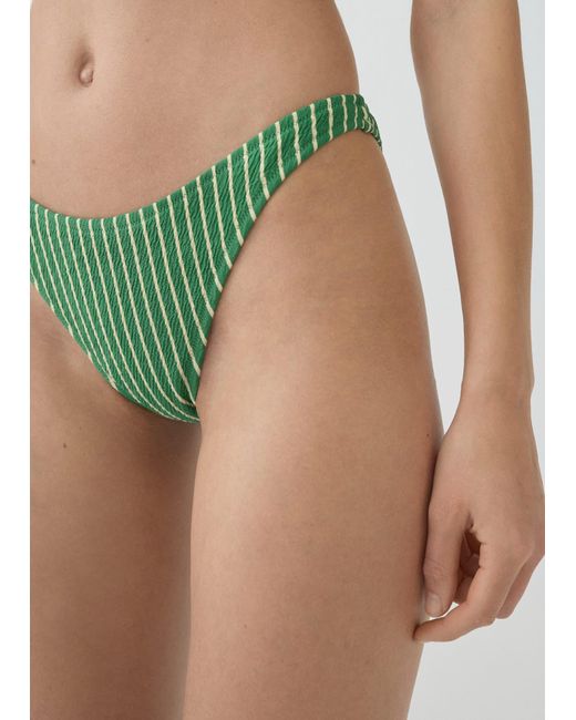 Mango Green Striped Textured Bikini Bottoms