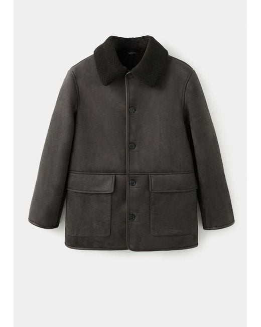 Mango Black Faux-Shearling Suede Jacket for men