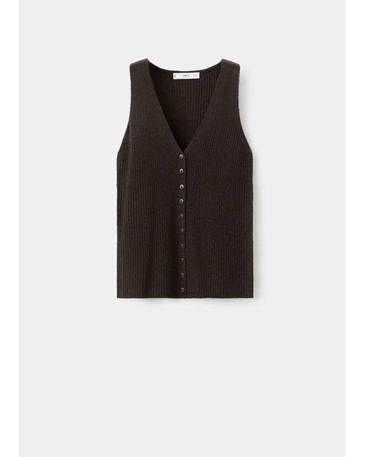 Mango Black Openwork Knitted Waistcoat