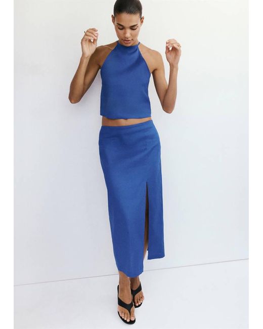 Mango Blue Midi Skirt