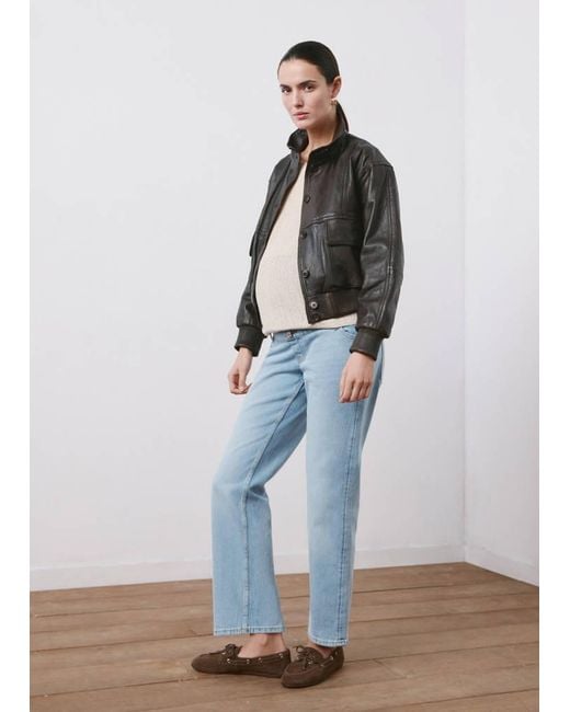 Mango Blue Maternity Straight Jeans