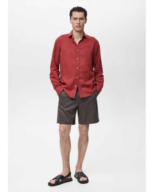 Mango Red Straight Fluid Bermuda Shorts for men