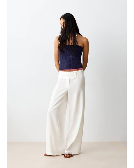 MANGO TEEN White Straight Cotton-Linen Trousers