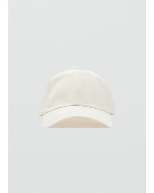 Mango White Cotton Visor Cap for men
