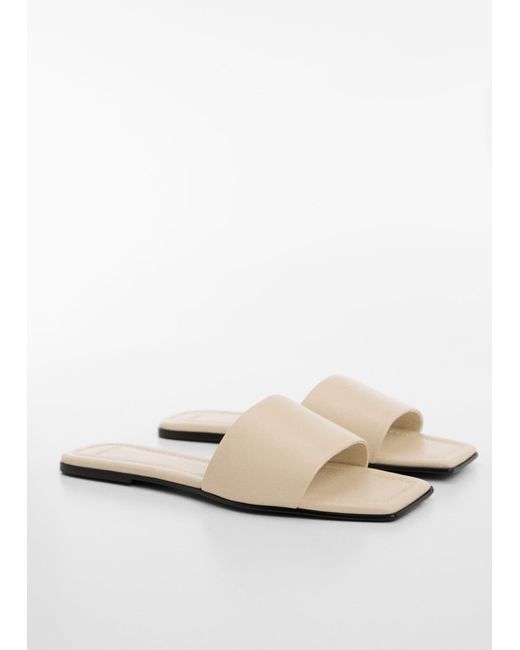 Mango White Leather Thong Sandals