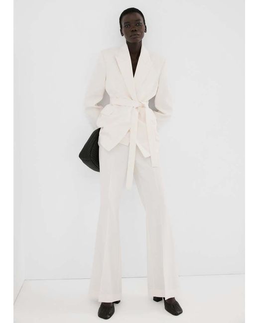 Mango White High-Waist Suits Trousers