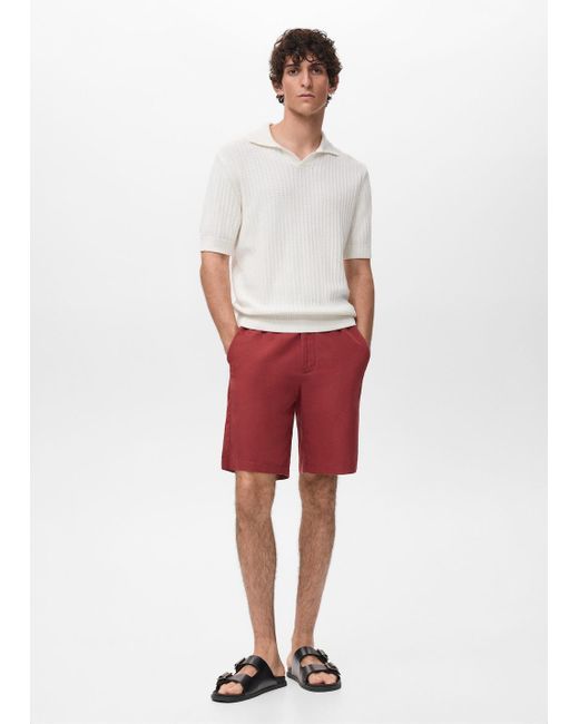 Mango Red 100% Cotton Knitted Polo Structure for men