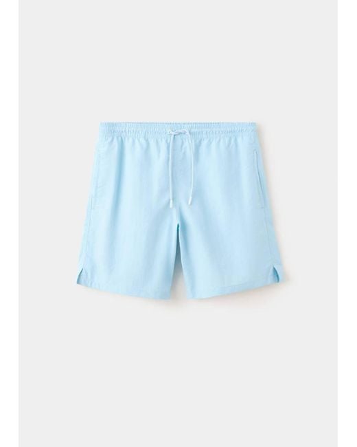 Mango Blue Basic Drawstring Swimsuit for men