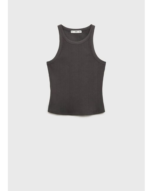 Mango Gray Cotton Halter-Neck Top