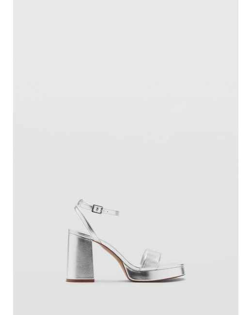 MANGO TEEN White Metallic-Effect Heeled Sandals