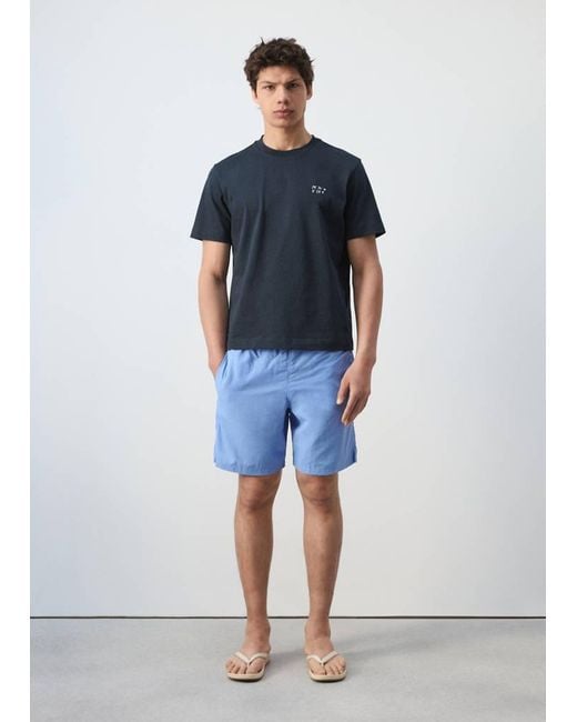 Mango Blue 100% Cotton Printed T-Shirt for men