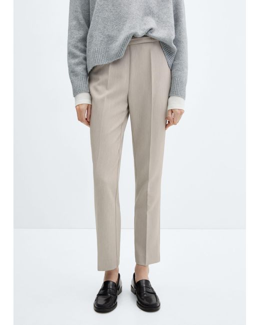 Mango Gray Belt Straight-fit Trousers