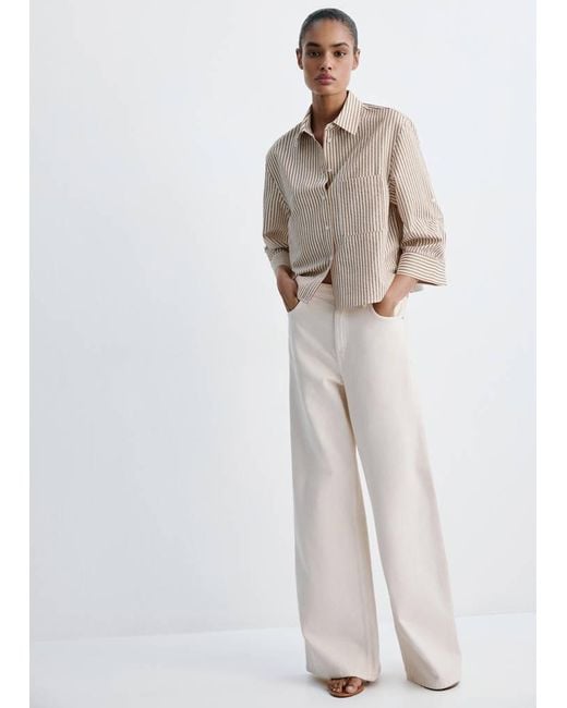 Mango White Striped Shirt With Strass