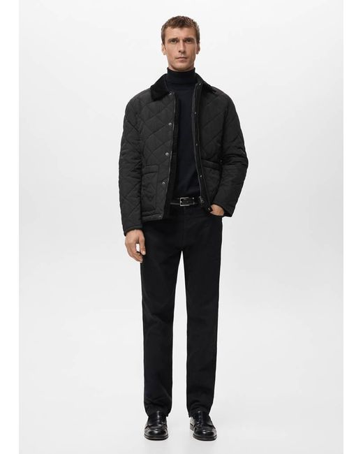 Mango Black Quilted Water Repellent Jacket for men