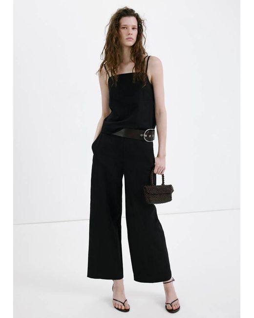 Mango Black Lyocell Top With Double Straps