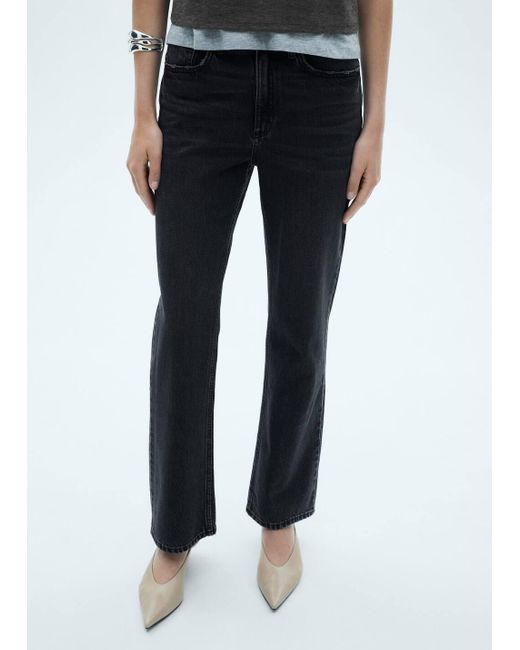 Mango White Matilda Medium-rise Straight-fit Jeans Black