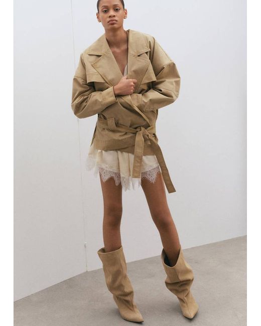 Mango Natural Satin Lace Shorts