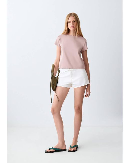 MANGO TEEN White Essential Cotton-Blend T-Shirt