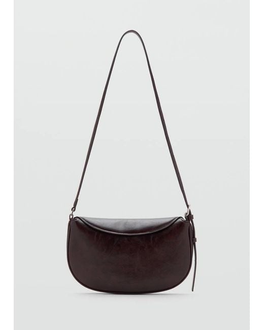 Mango White Oval Shoulder Bag With Flap