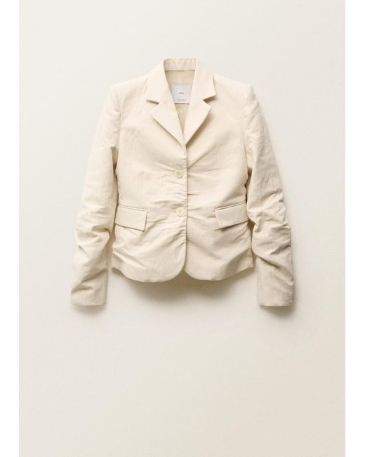 Mango Natural Creased Linen-Blend Suit Jacket