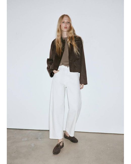 Mango White Balloon Crop Jeans