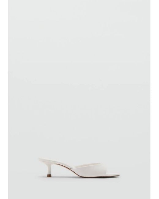 Mango White Kitten-Heel Sandals With Strap