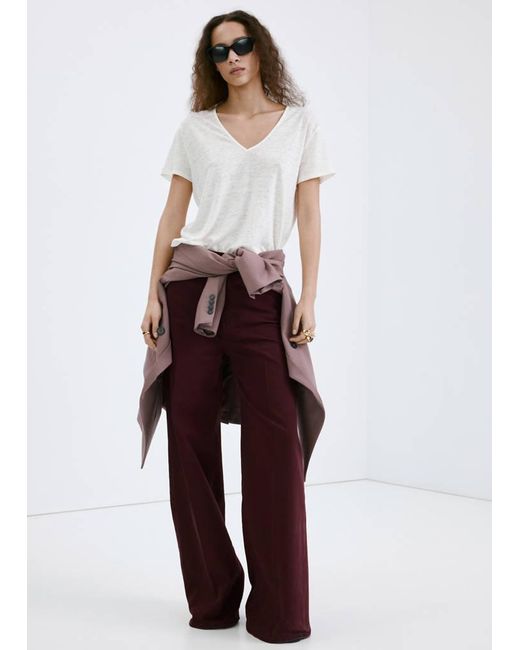 Mango White High-Waisted Wideleg Jeans