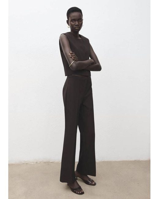 Mango Gray Low-Rise Flared Trousers